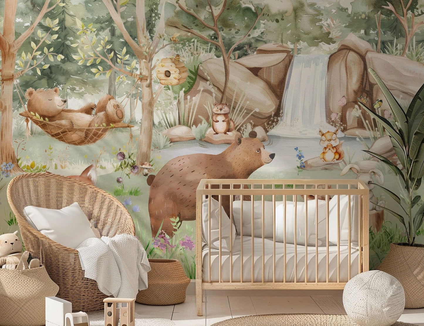 Papel para paredes arte de pared de animales del bosque