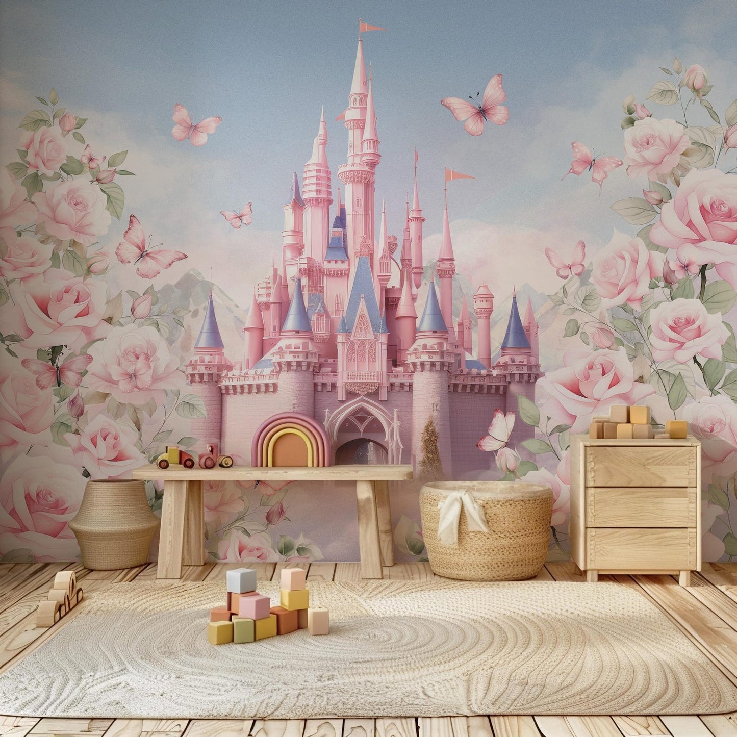 Papel para paredes Castillo con flores