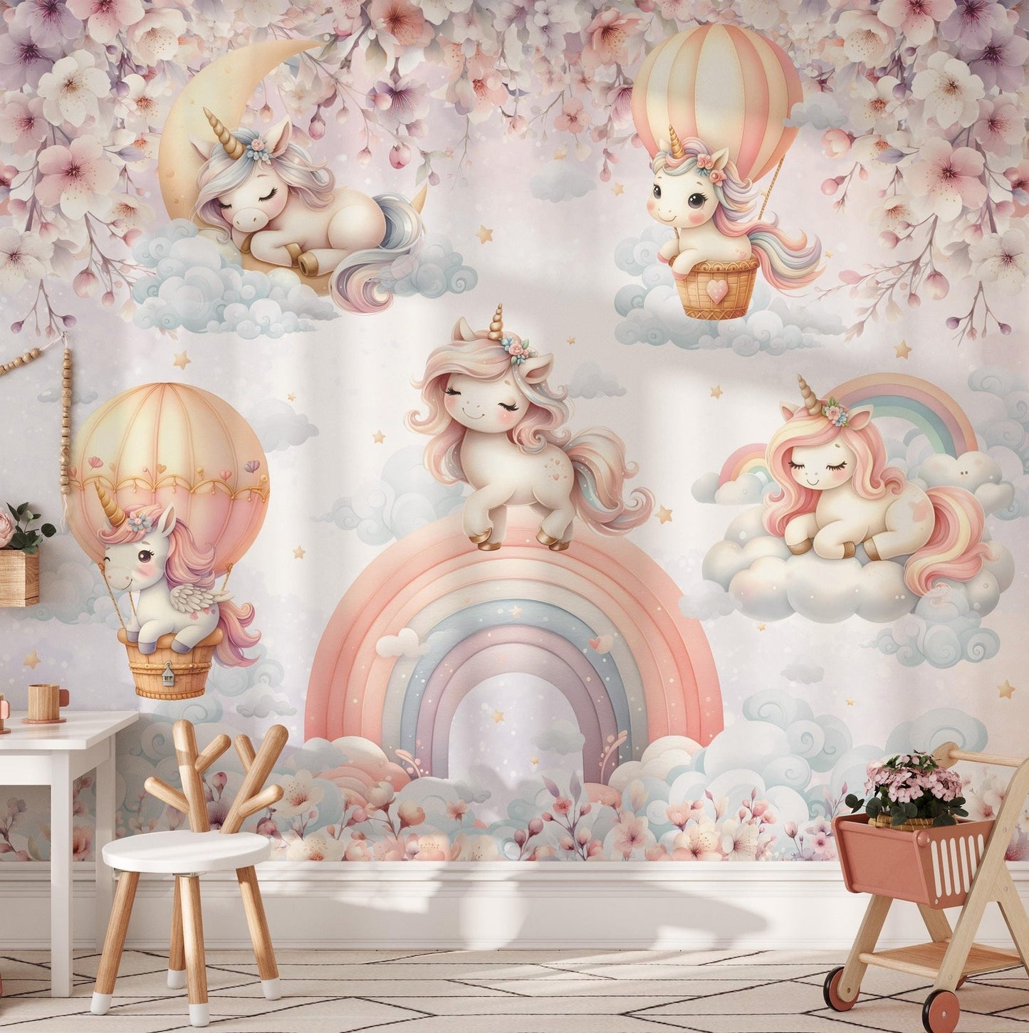 Papel para paredes Unicornios en el cielo