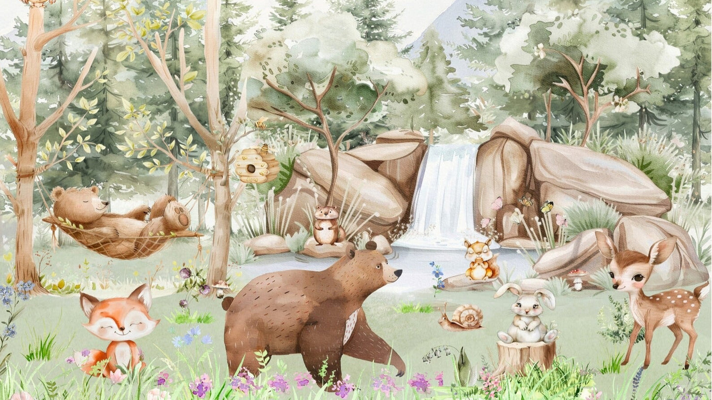 Papel para paredes arte de pared de animales del bosque