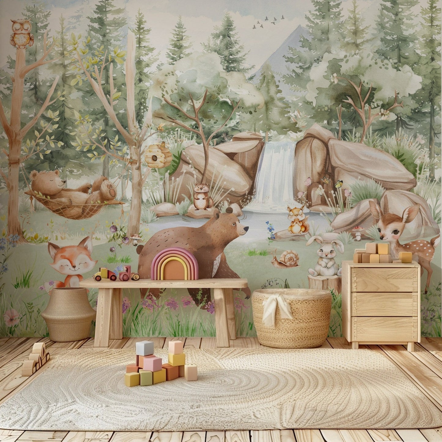 Papel para paredes arte de pared de animales del bosque