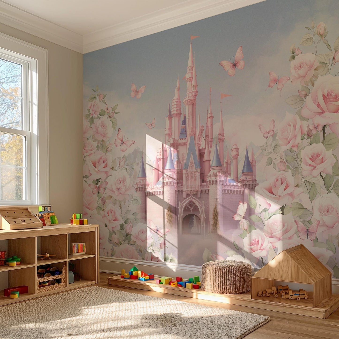 Papel para paredes Castillo con flores