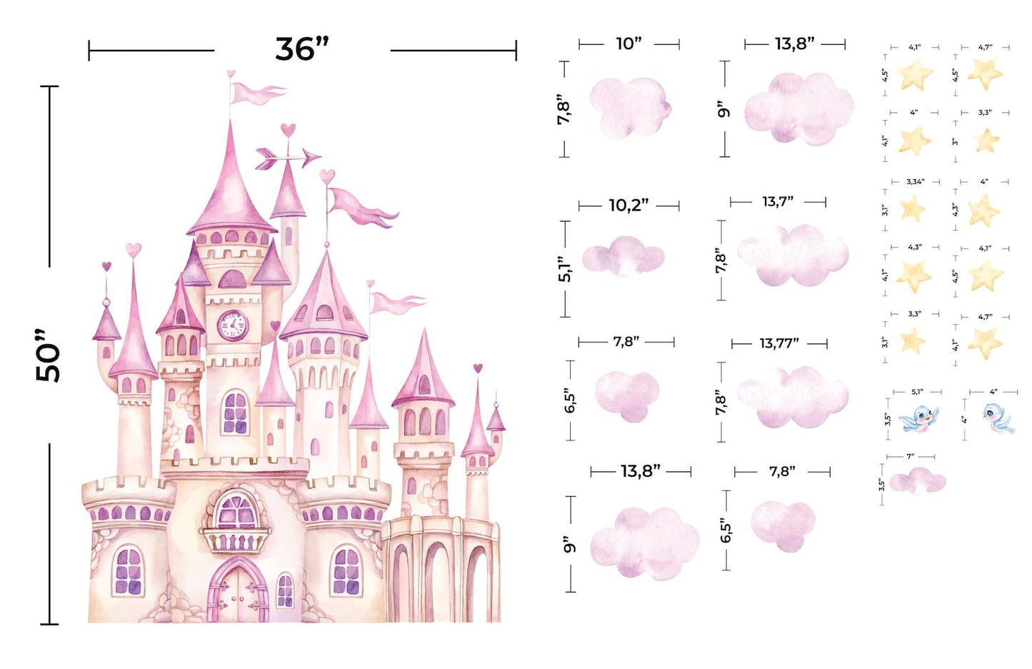 Vinilos decorativos Adhesivos infantiles de Pared princesas 2