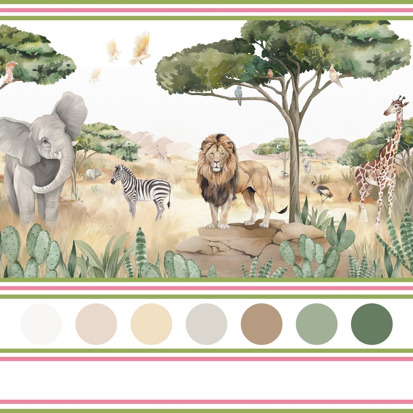 Papel para paredes Animales de safari nursery