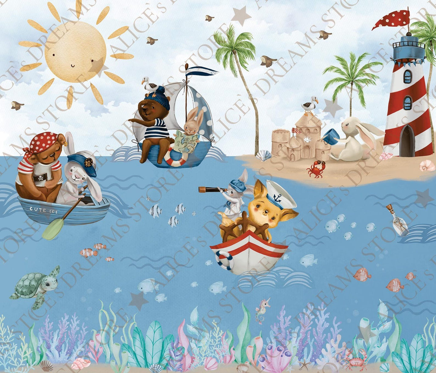 Papel para paredes Animalitos Marinos 2