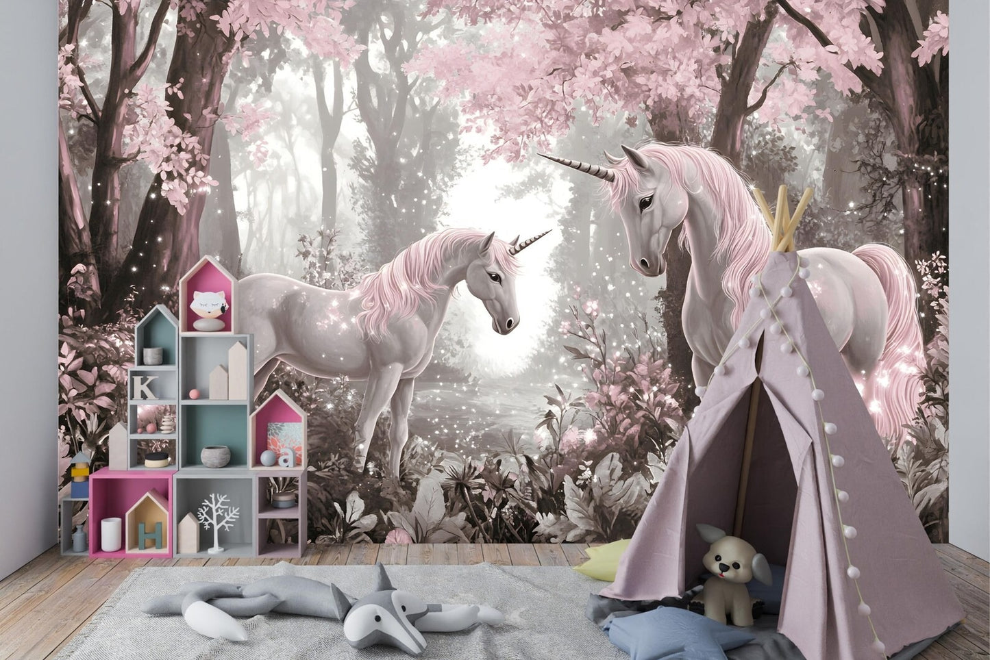 Papel para paredes Unicornio en Bosque