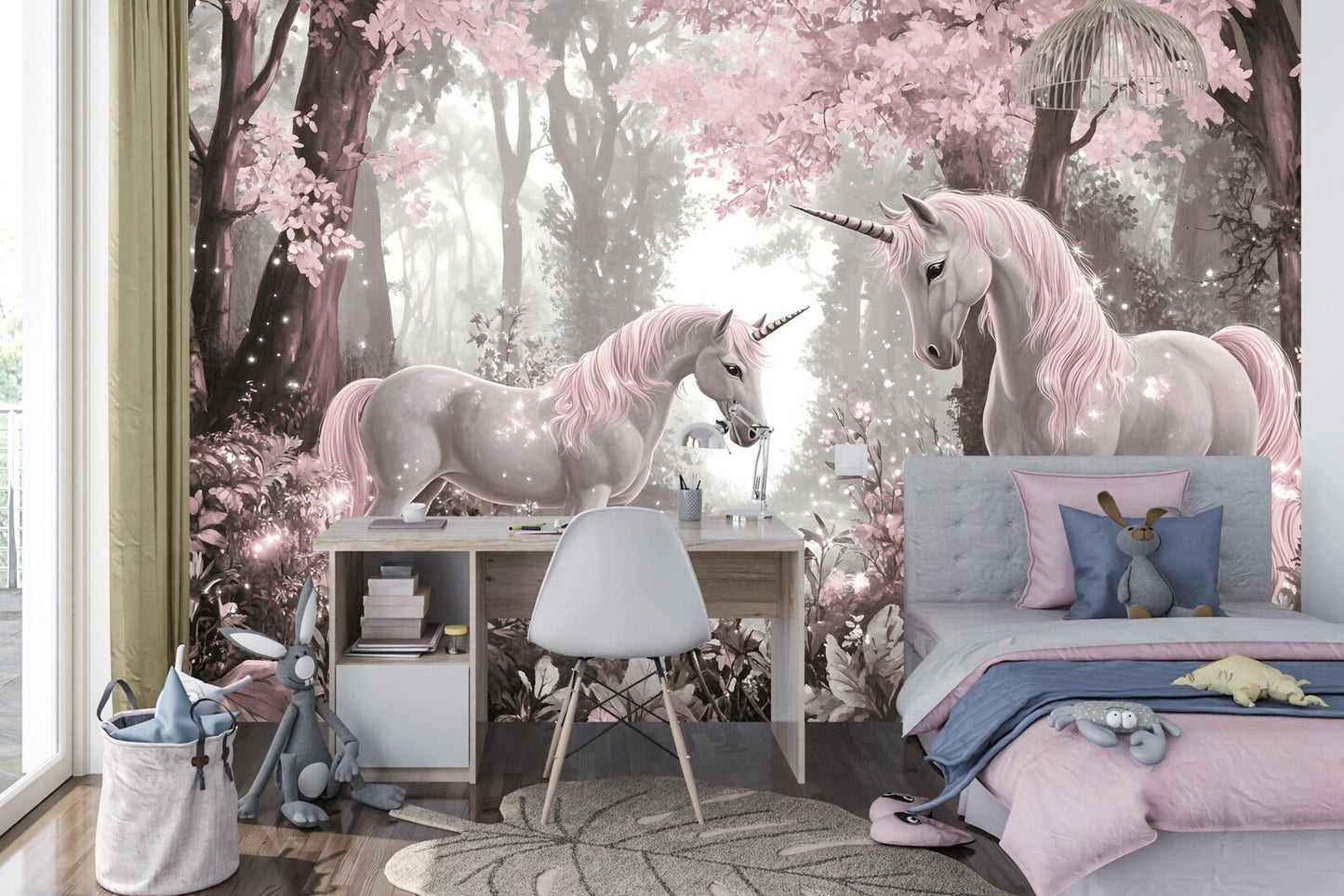 Papel para paredes Unicornio en Bosque