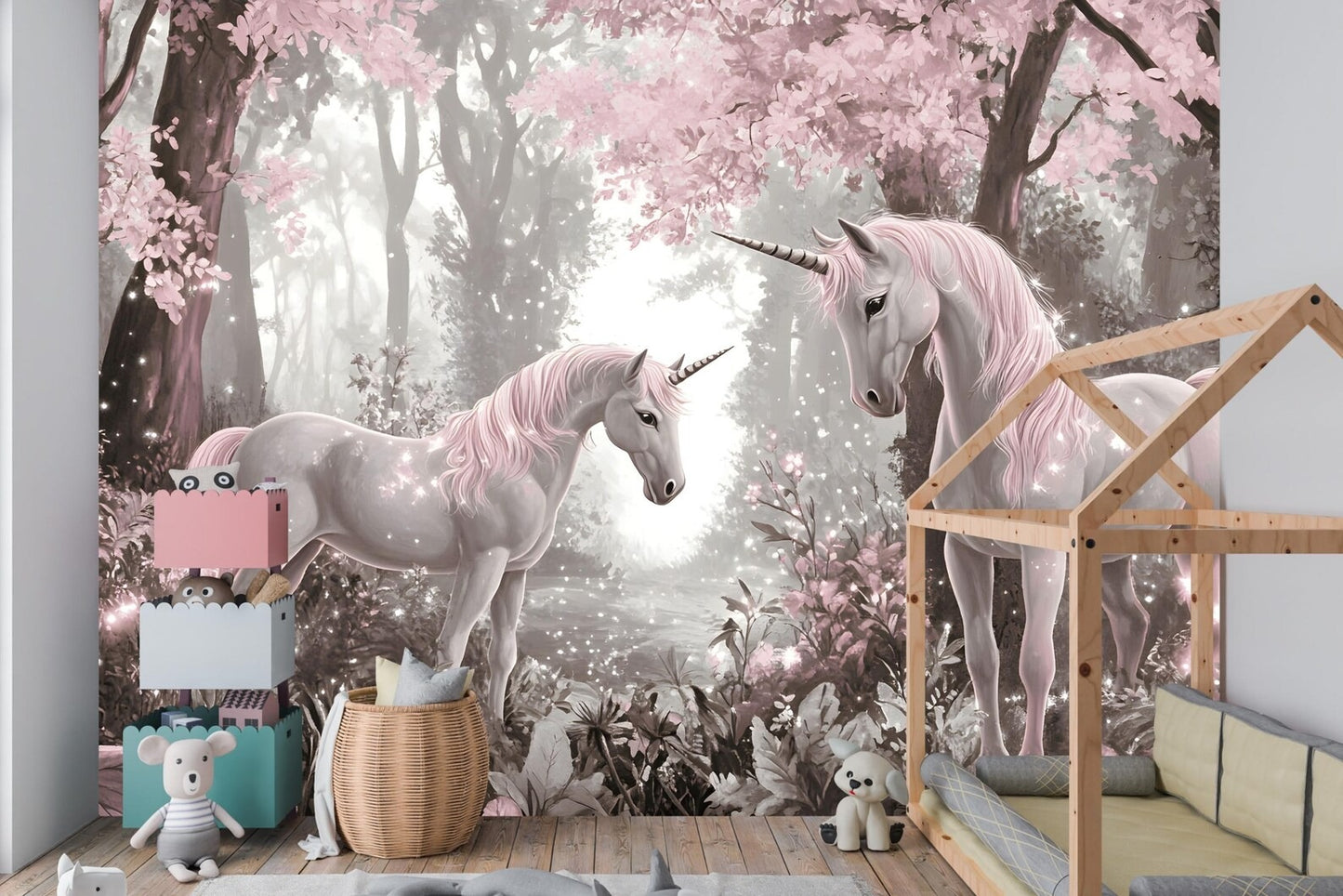 Papel para paredes Unicornio en Bosque