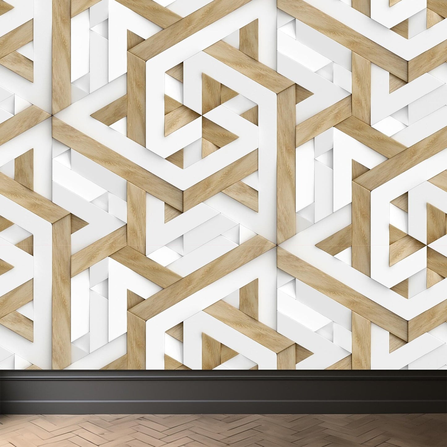 Papel para paredes MAdera 3D triangulos