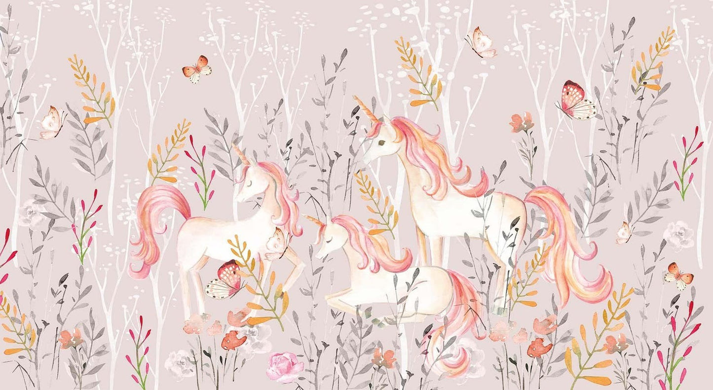 Papel para paredes Unicornio en el Bosque en Acuarela
