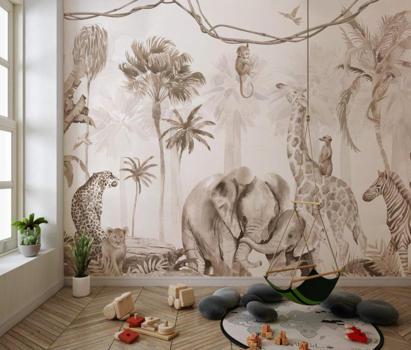 Papel para paredes Beige animales