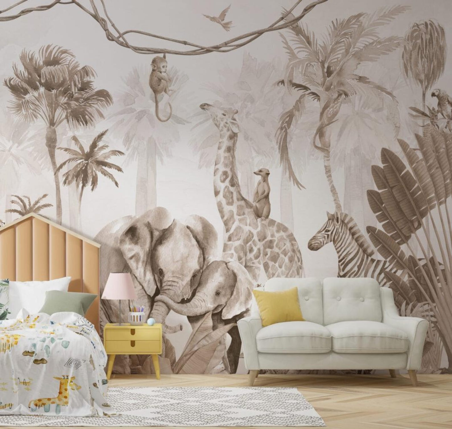 Papel para paredes Beige animales