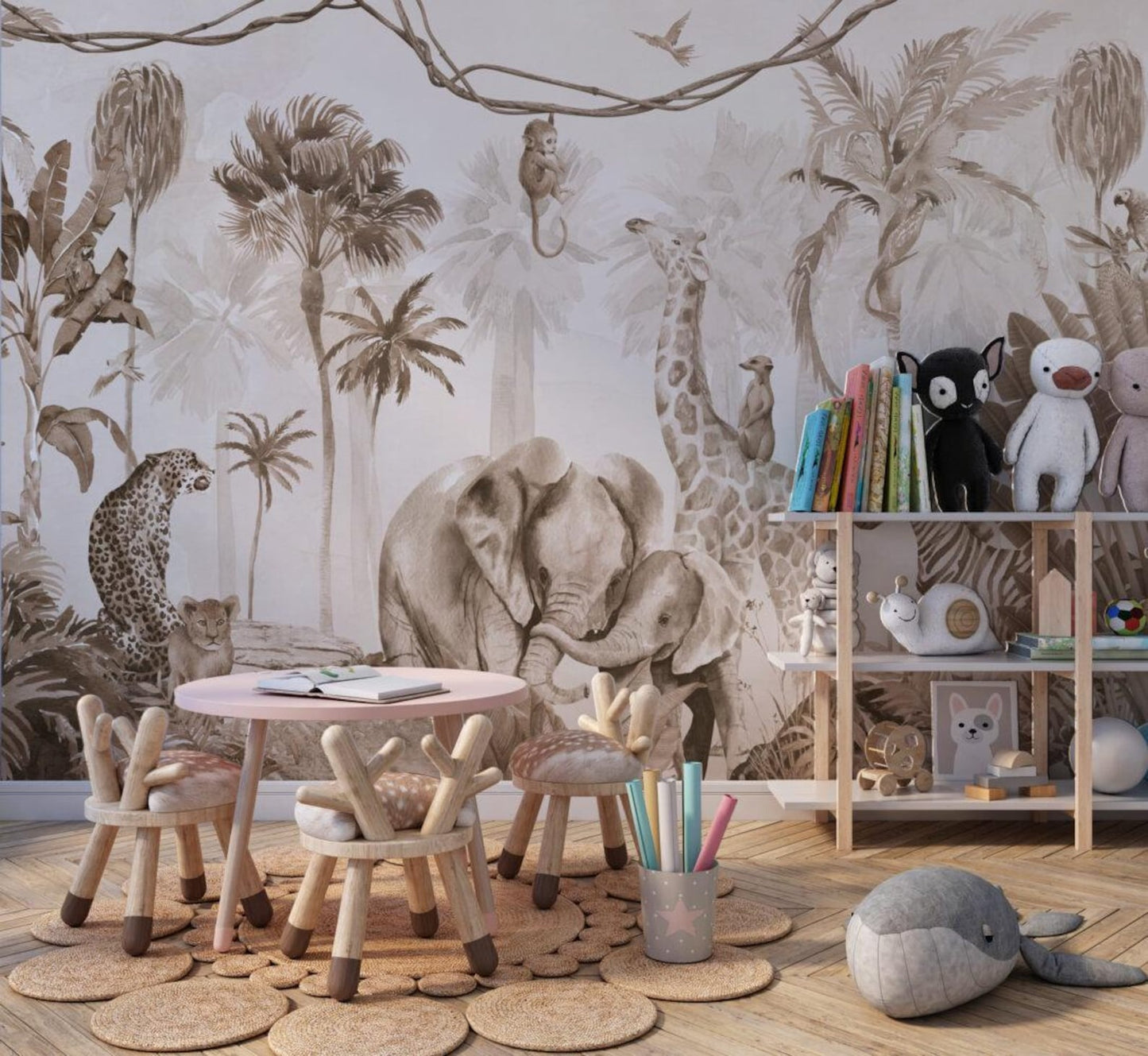 Papel para paredes Beige animales