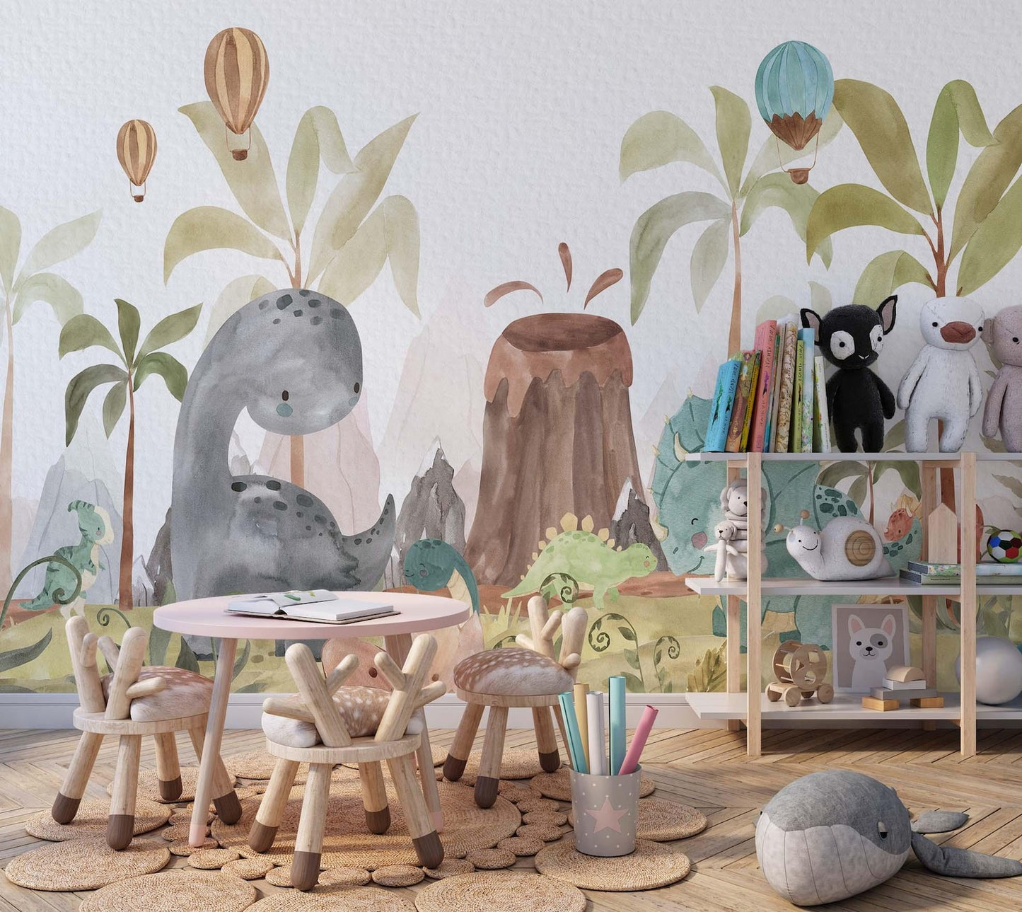 Papel para paredes Jungla jurassica cute 2