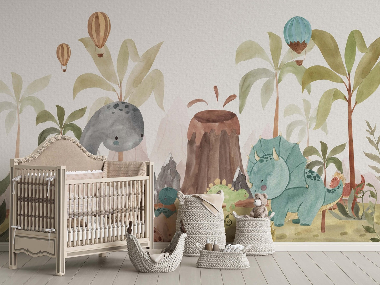 Papel para paredes Jungla jurassica cute 2