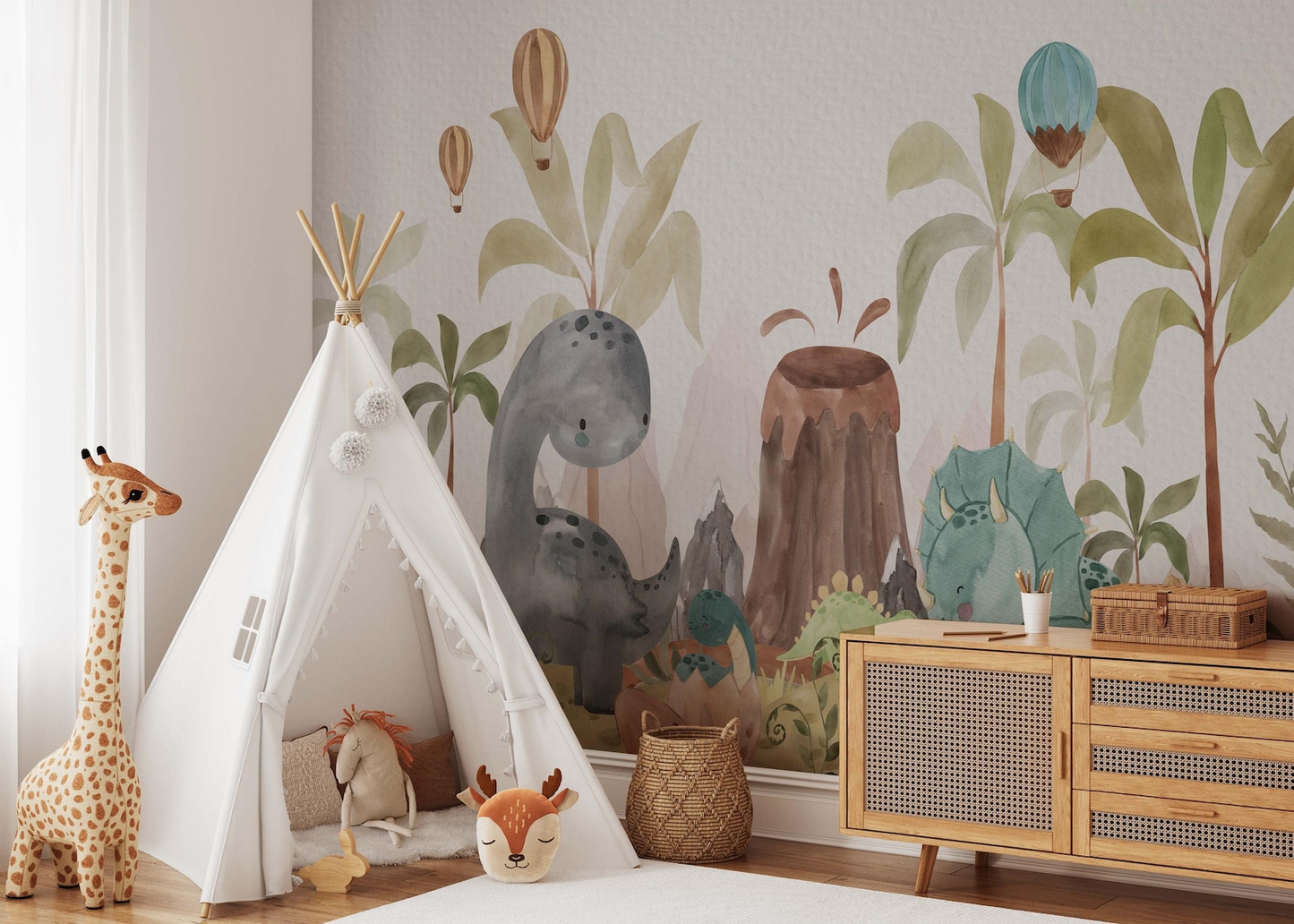 Papel para paredes Jungla jurassica cute 2