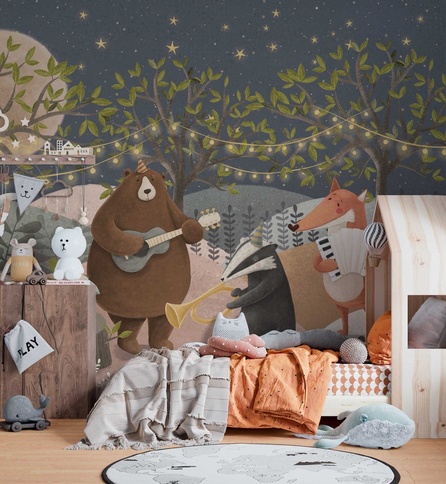 Papel para paredes Noche de fiesta en el bosque