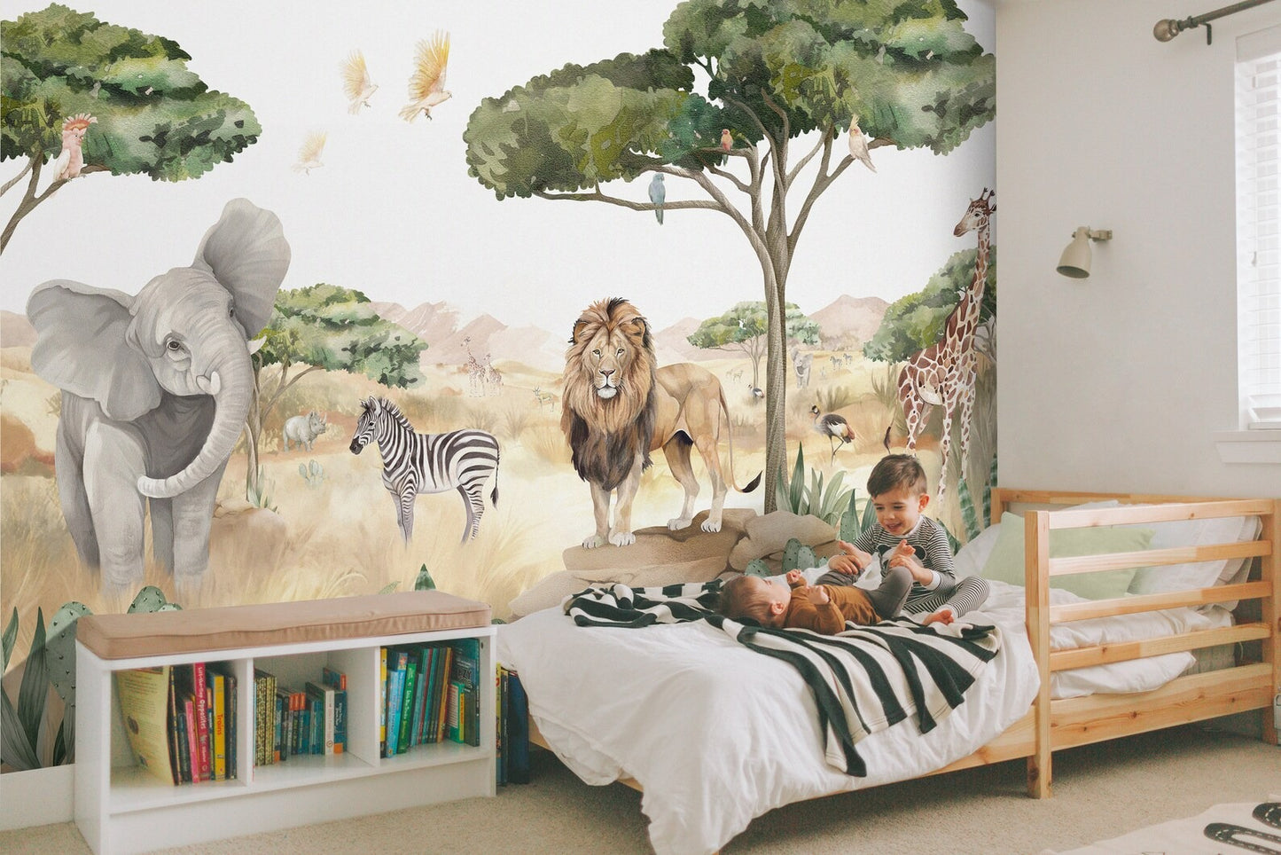 Papel para paredes Animales de safari nursery