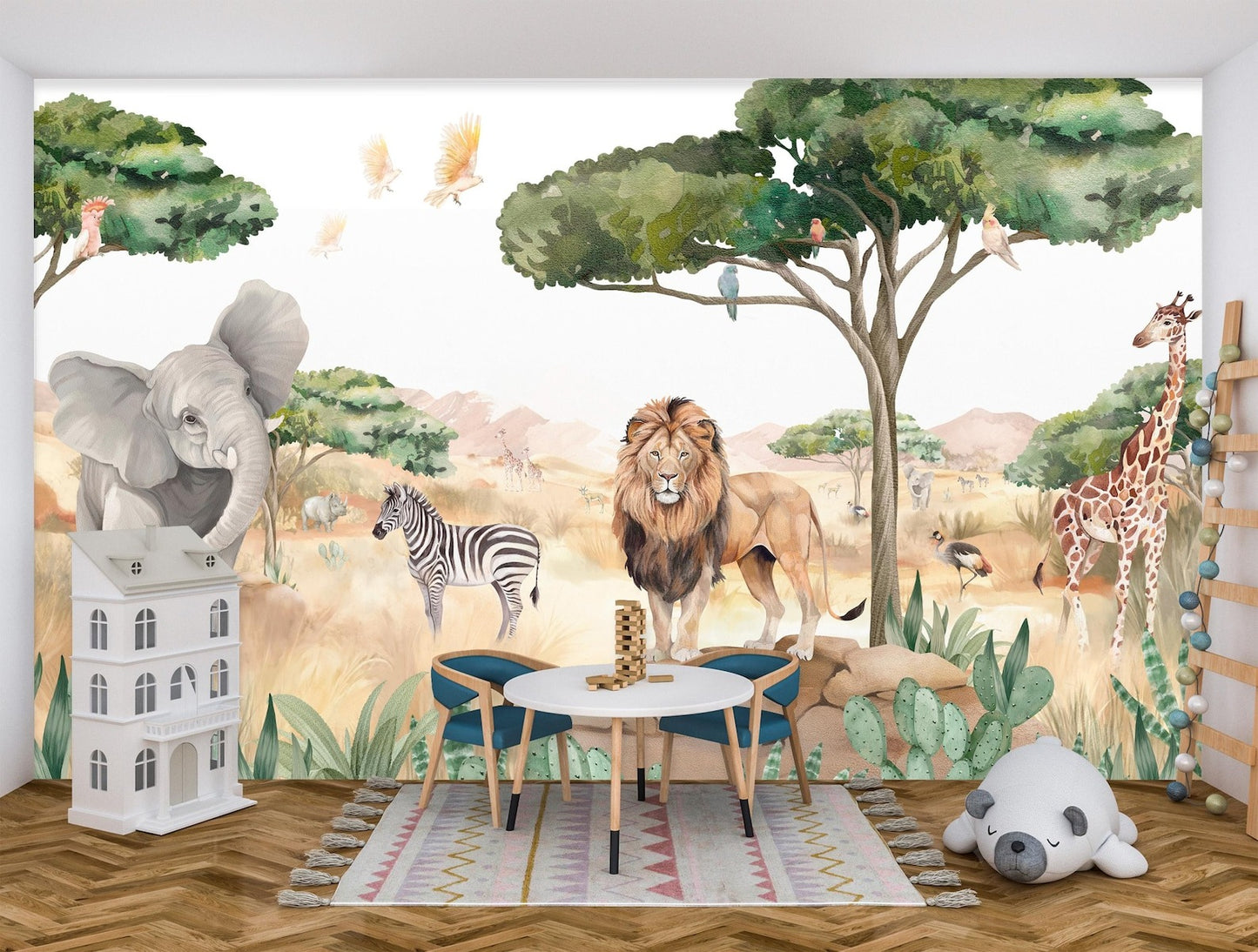 Papel para paredes Animales de safari nursery