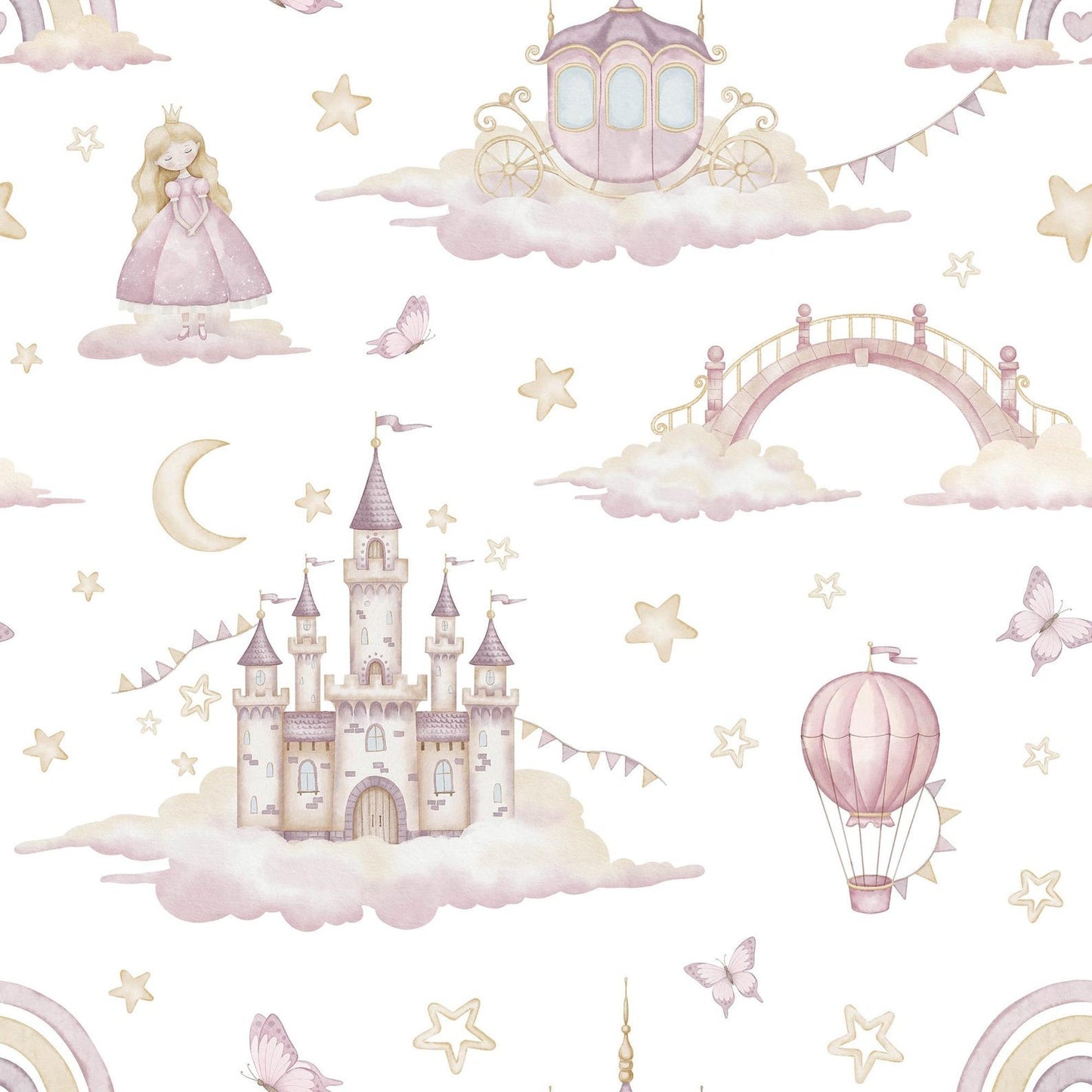 Papel para paredes tierra de princesa mosaico2