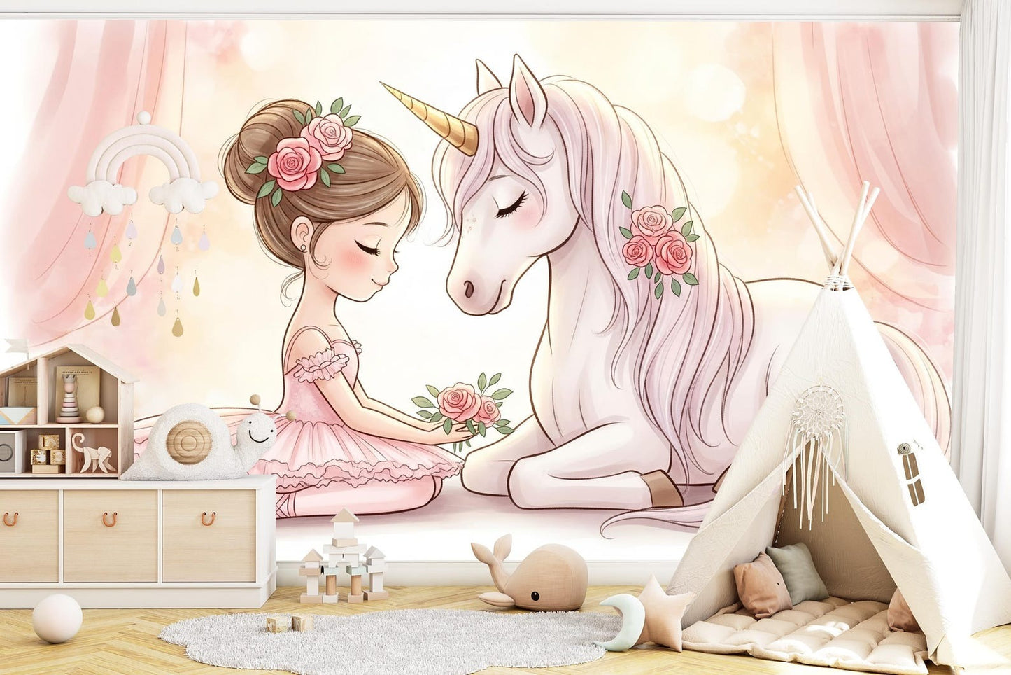 Papel para paredes Unicornio con Bailarina