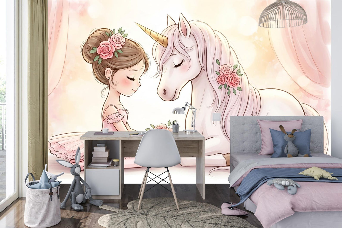 Papel para paredes Unicornio con Bailarina
