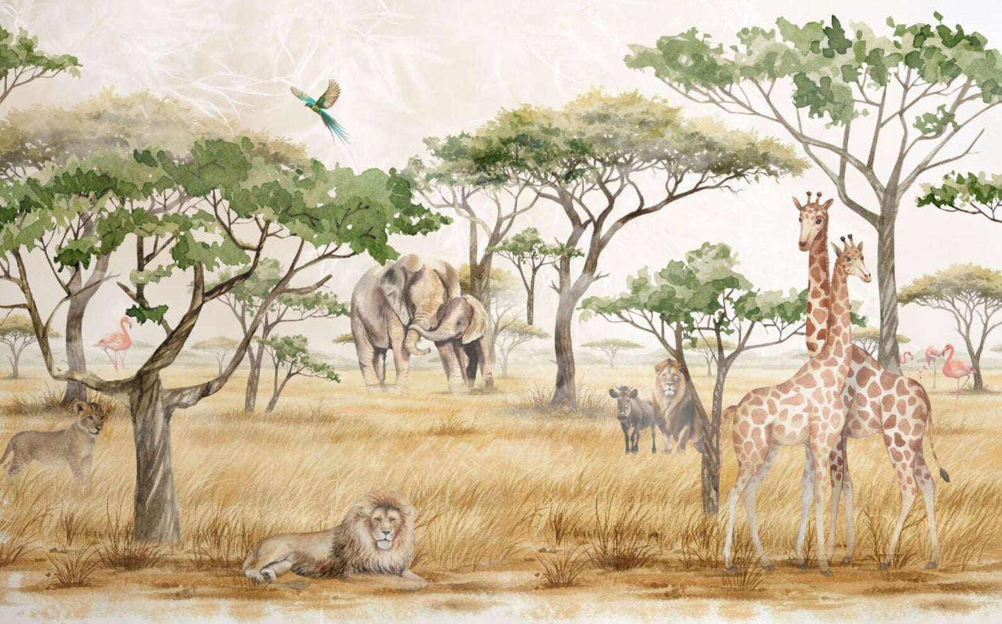 Papel para paredes animales safari