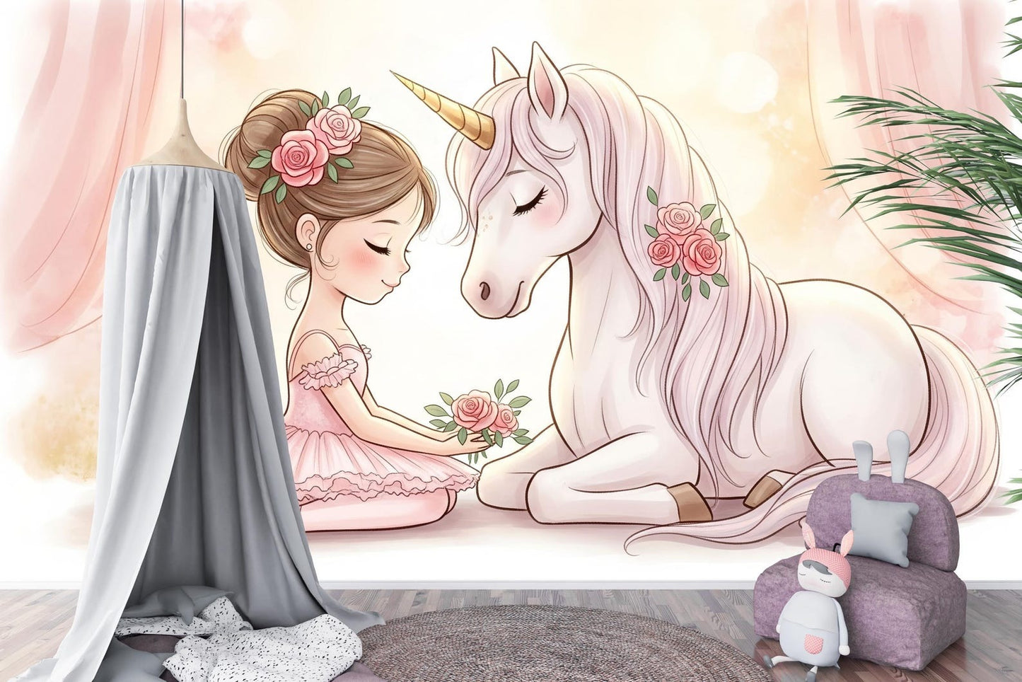 Papel para paredes Unicornio con Bailarina