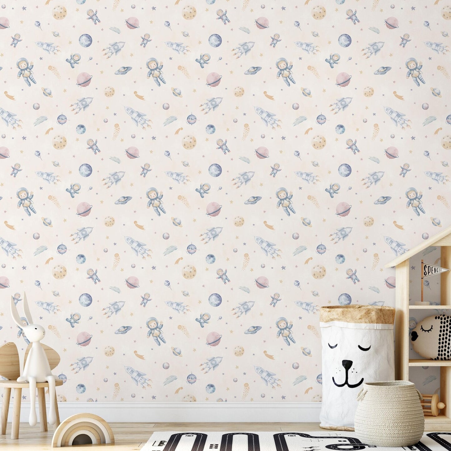 Papel para paredes Mosaico astronauta infantil