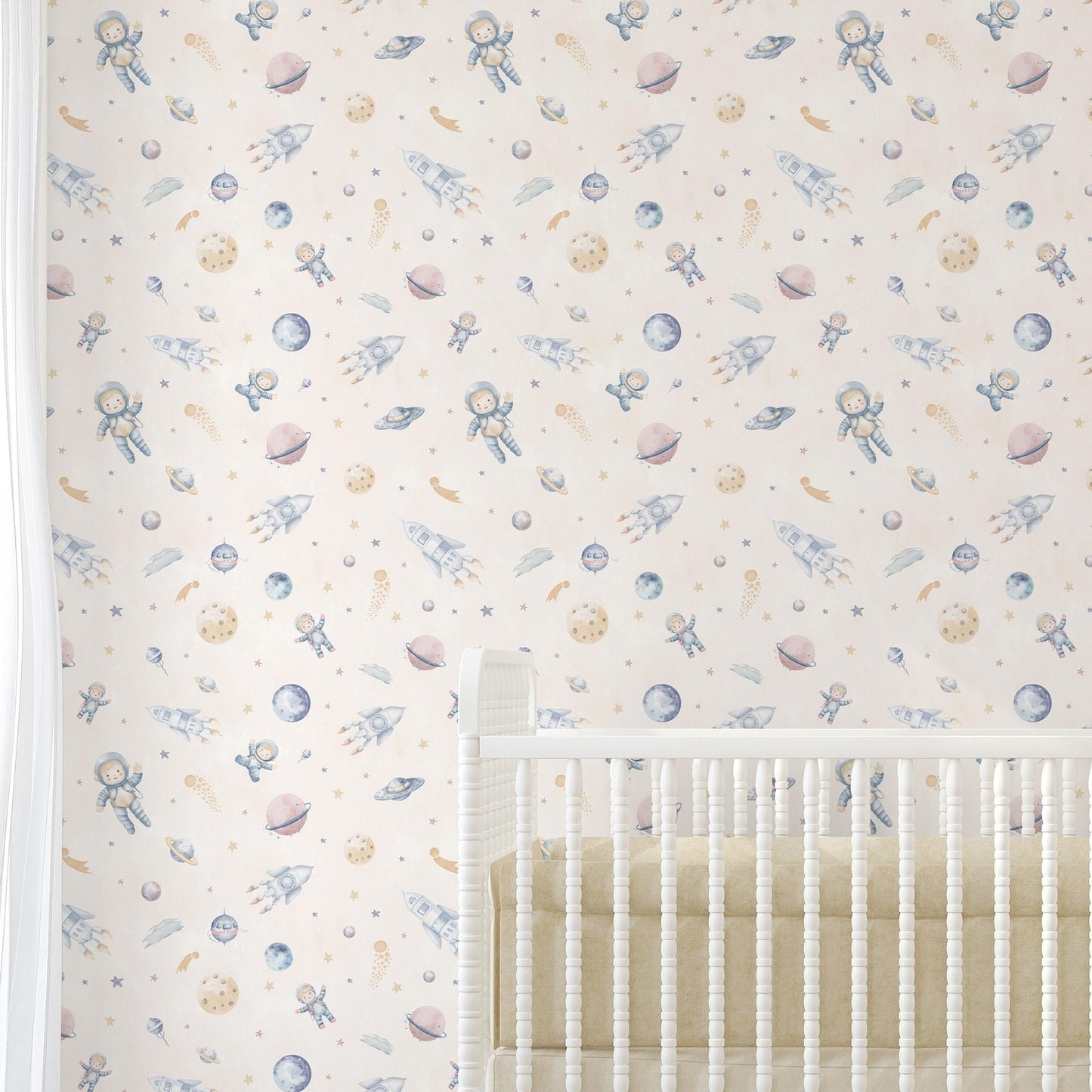 Papel para paredes Mosaico astronauta infantil