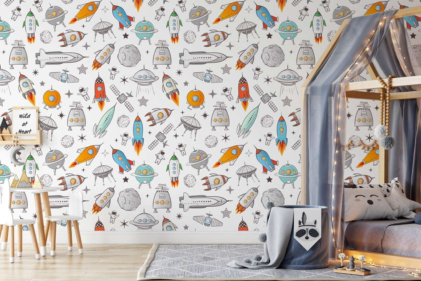 Papel para paredes astronautas mosaico colorido