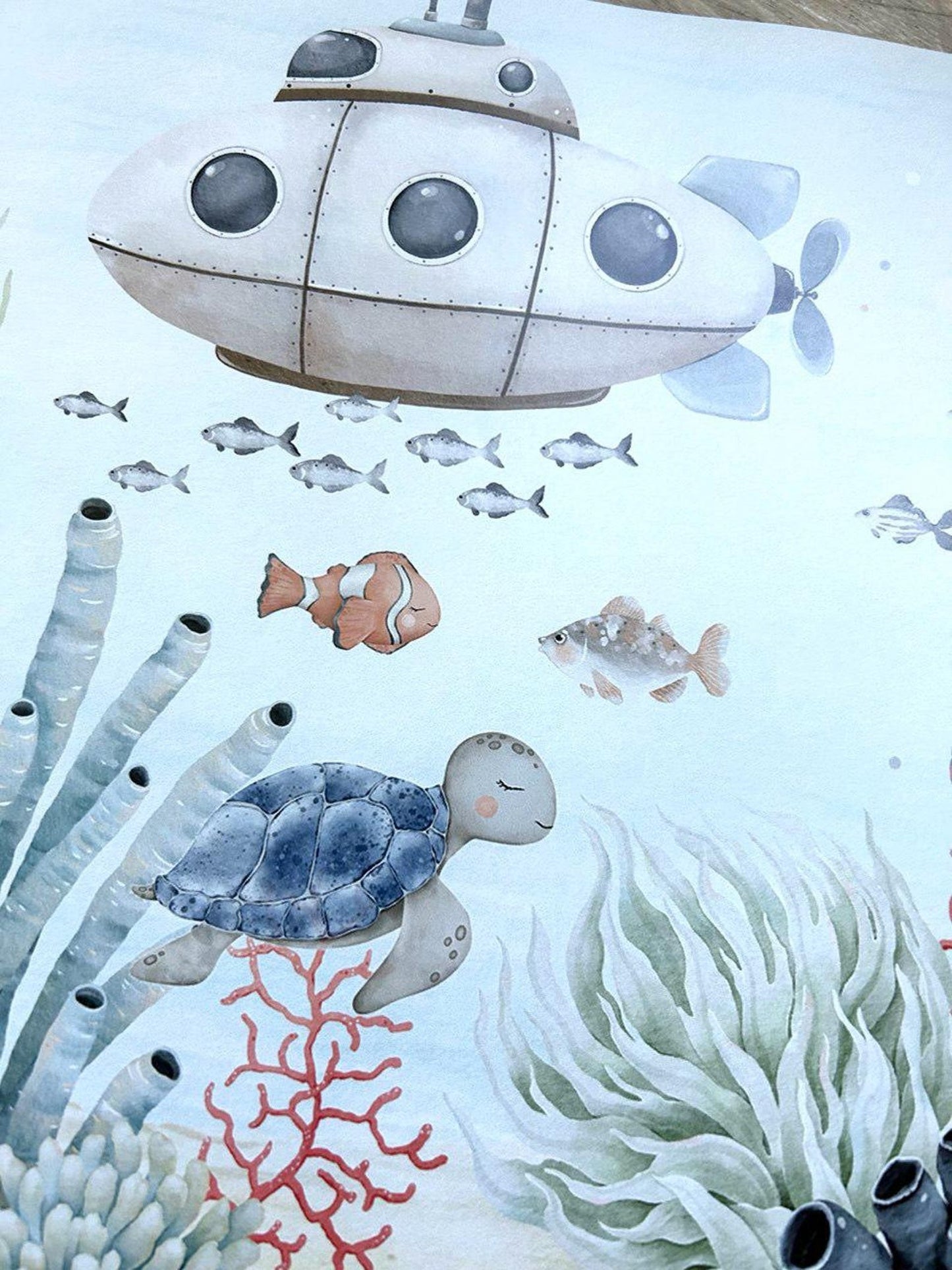 Papel para paredes Fondo marino acuarela