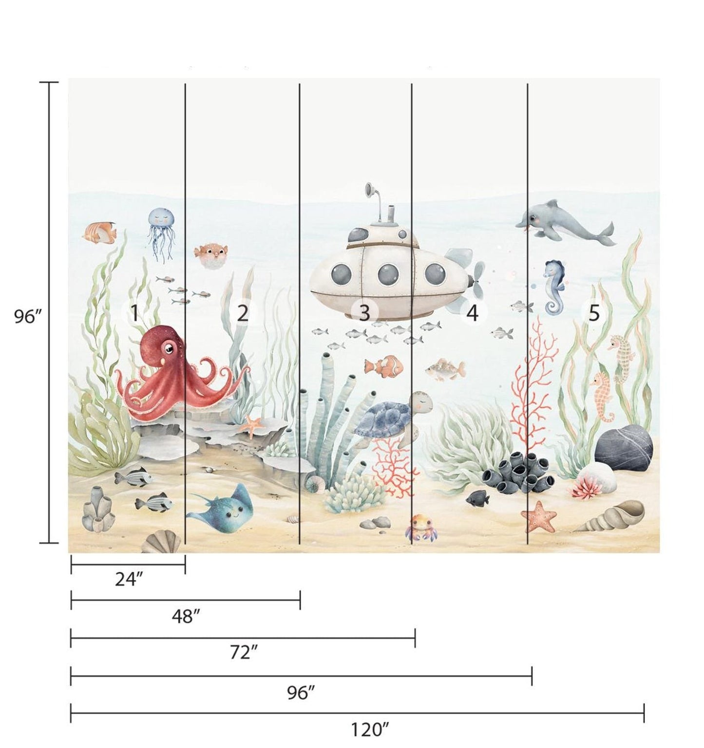 Papel para paredes Fondo marino acuarela