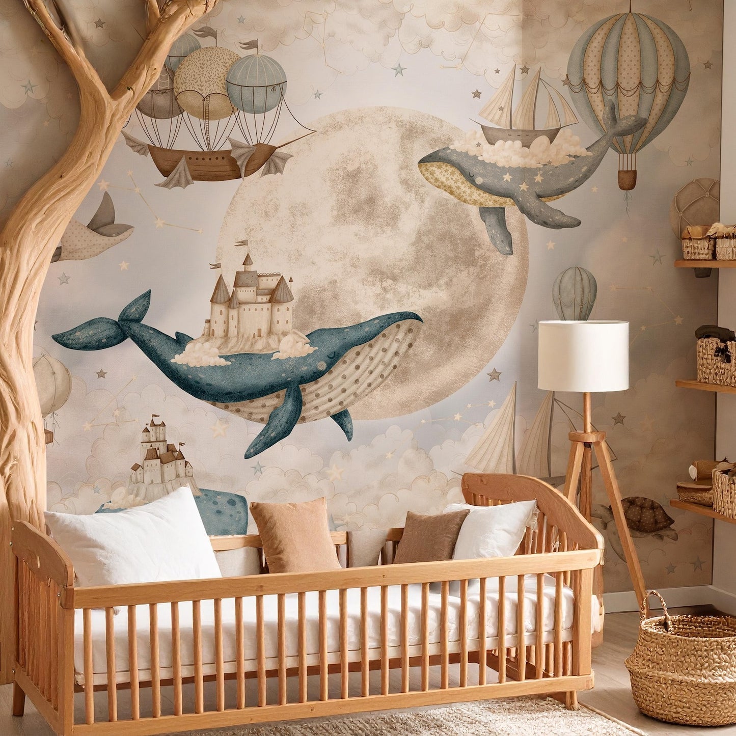 Papel para paredes ballenas voladoras