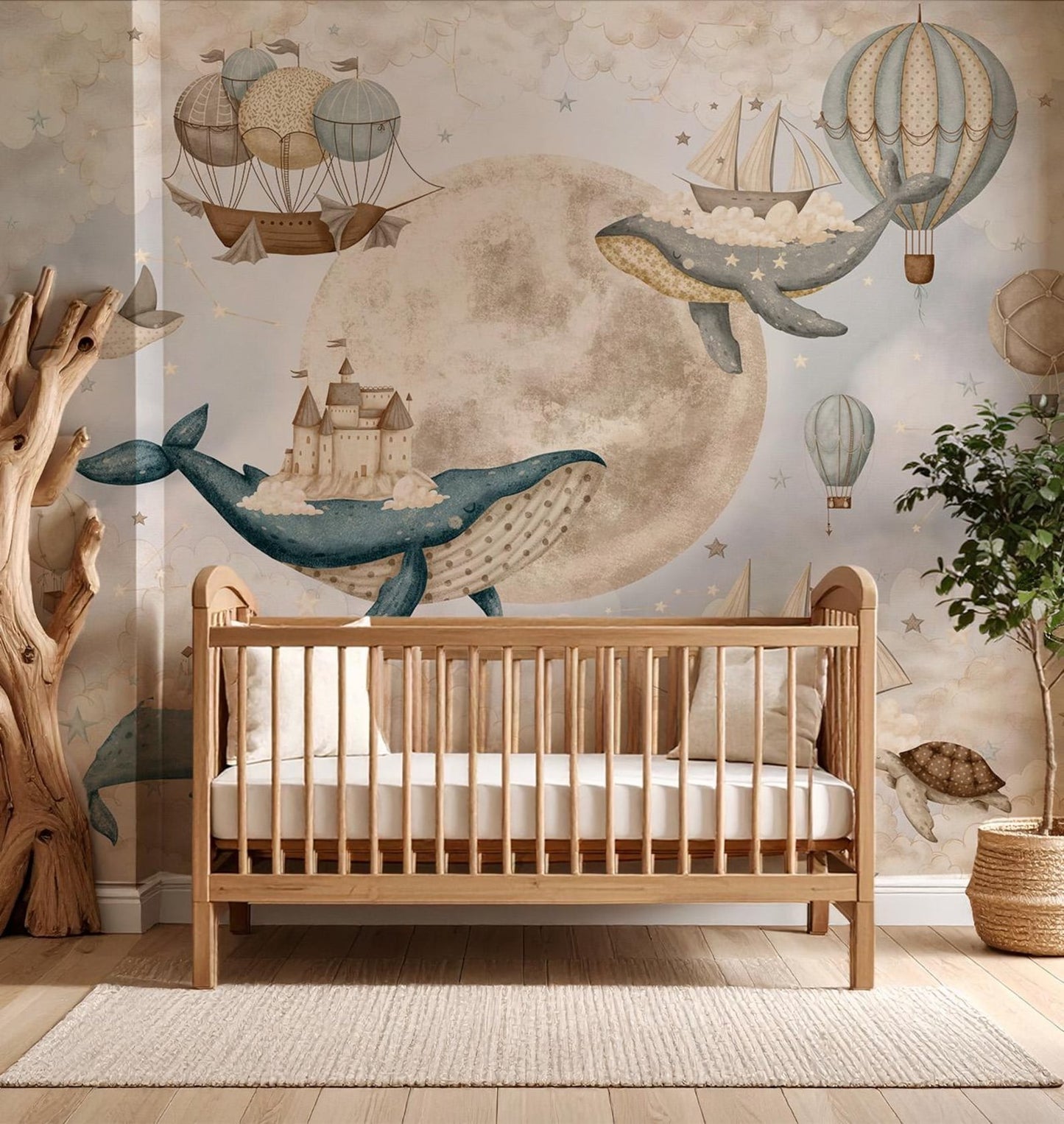 Papel para paredes ballenas voladoras