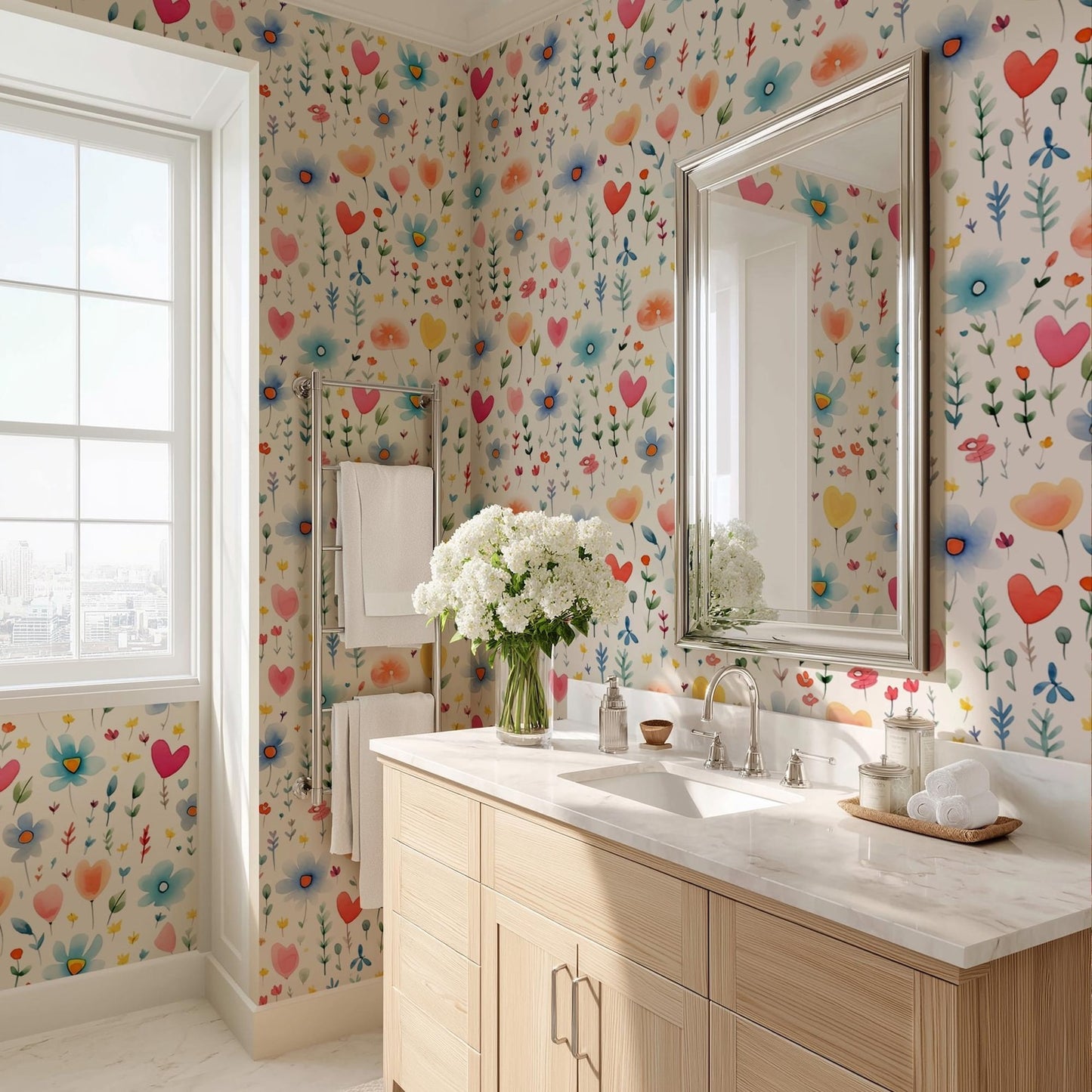 Papel para paredes Flores Mosaico 3