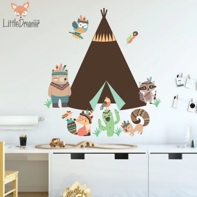 Combo de Vinilos decorativos Adhesivos Animales nordicos indios safari