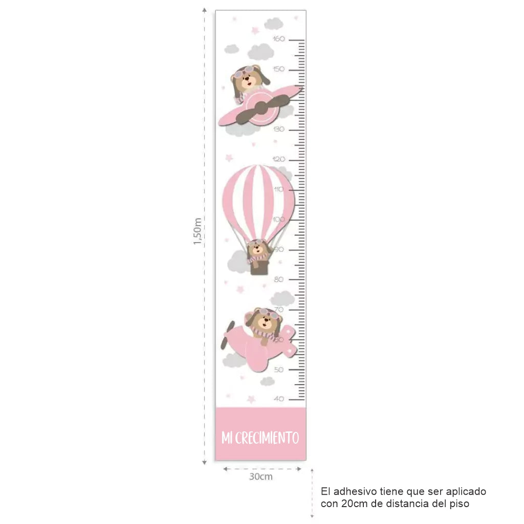 Combo de osito de peluche de aviador rosa
