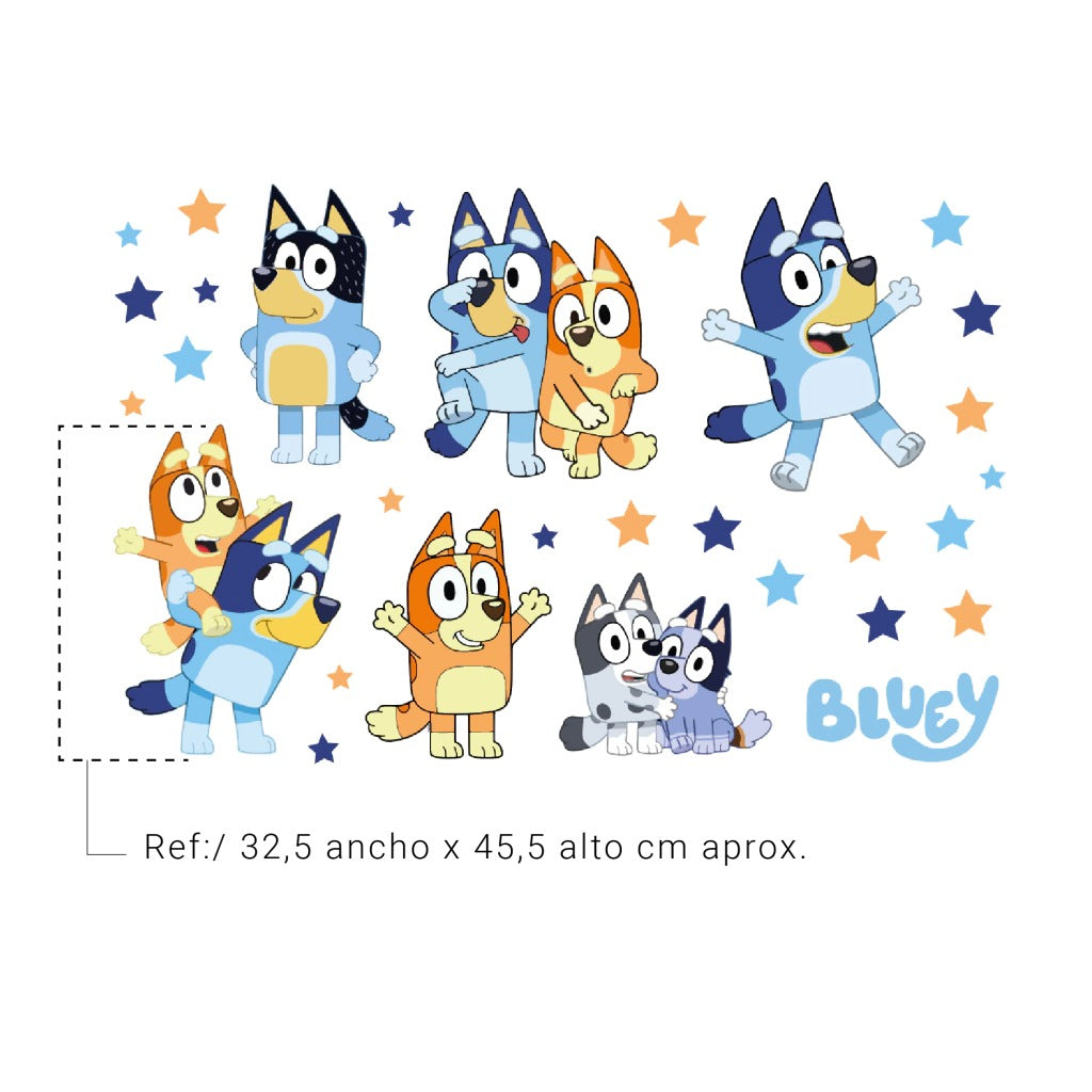 Vinilos decorativos Adhesivos infantiles de Pared Bluey Familia 2 Adhesivos