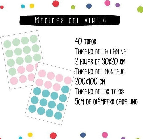 pegatinas de pared circulos colores variados