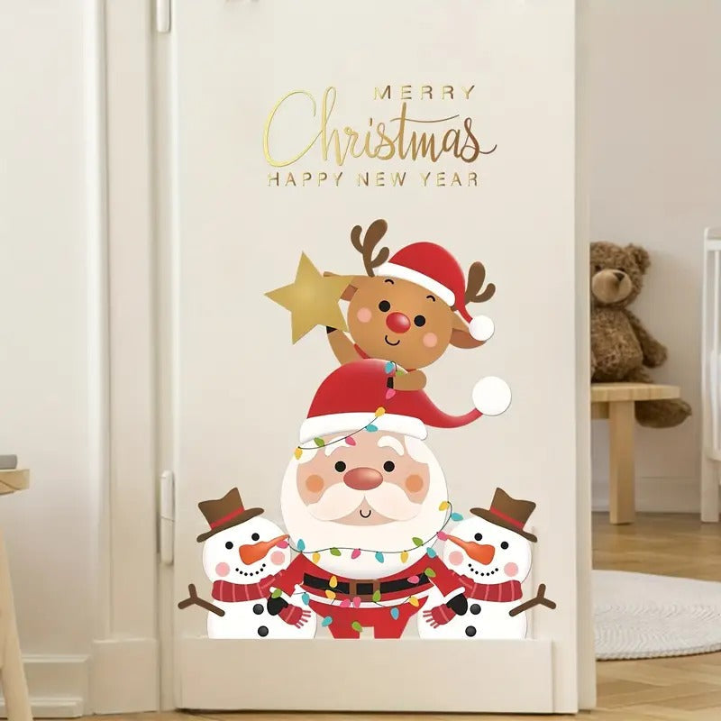 Vinilos decorativos Adhesivos infantiles de vinilo para puertas Navideñas Con adornos