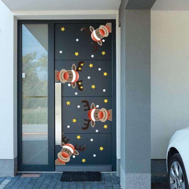 Vinilos decorativos Adhesivos infantiles de vinilo para puertas Navideñas Con adornos