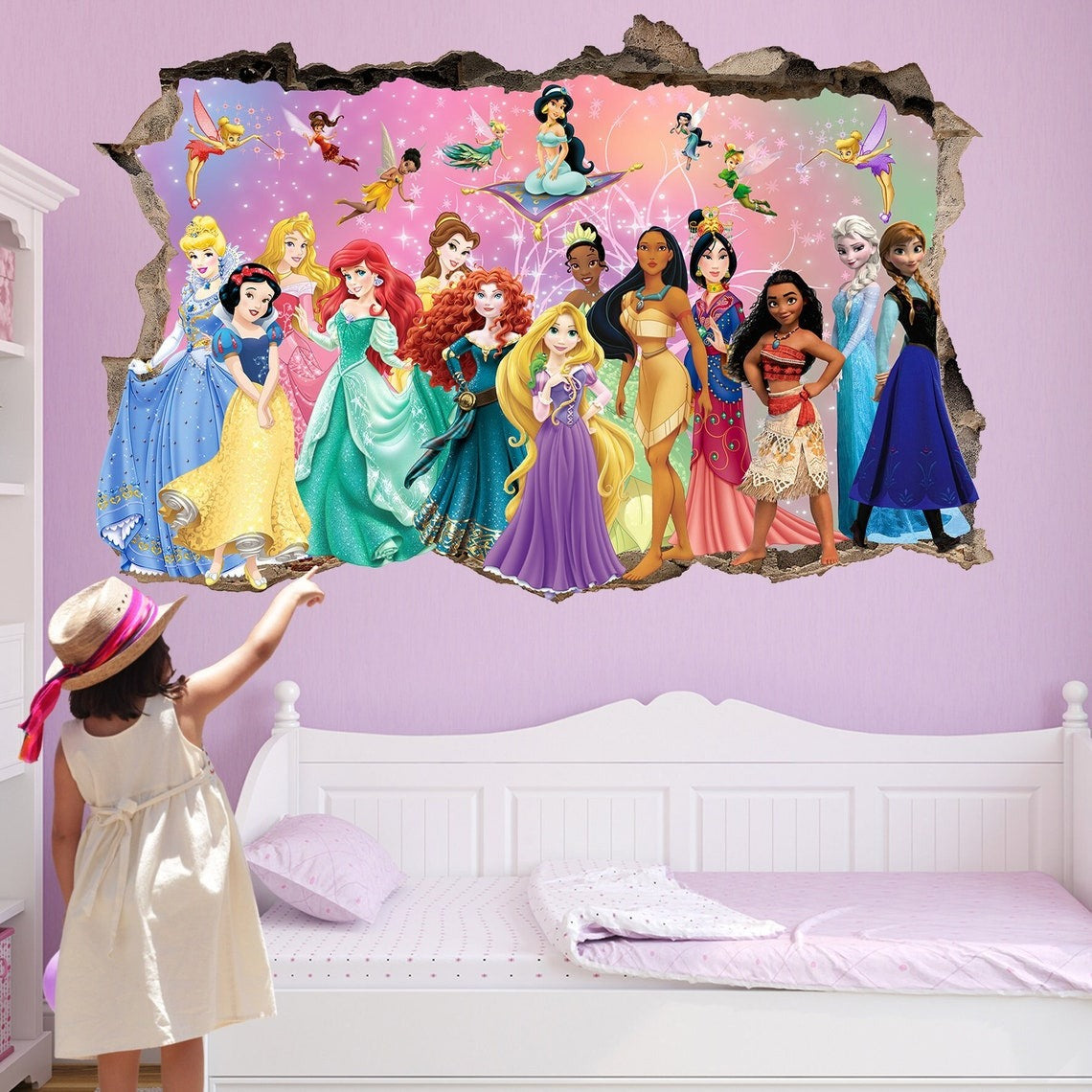Vinilos decorativos Adhesivos infantiles de Pared 3D princesas niña (0019)