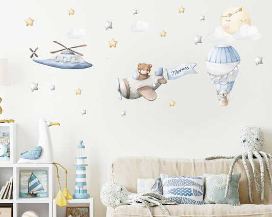 Vinilos decorativos Adhesivos infantiles de Pared  globos aerostáticos niño (0016)
