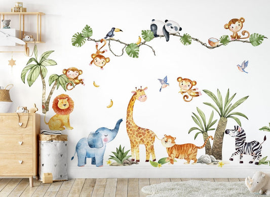 Vinilos decorativos Adhesivos infantiles de pared Animales de Safari niño (0021)