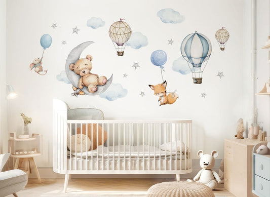 Vinilos decorativos Adhesivos infantiles de Pared Oso en la luna niño (0081)