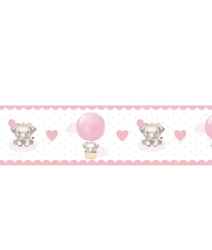 Combo de globos y elefantes con nubes rosas