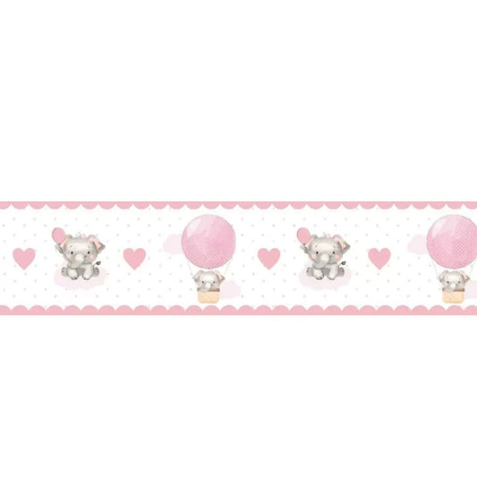 Combo de globos y elefantes con nubes rosas