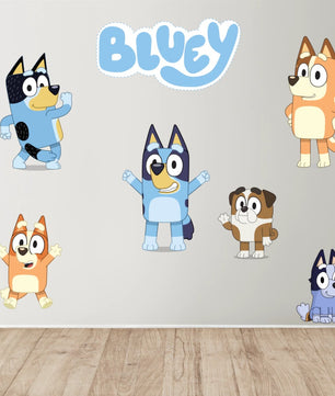Vinilos decorativos Adhesivos infantiles de Pared Bluey Familia 2