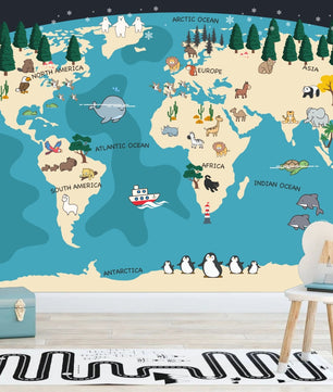 Papel para paredes Mapa mundial 1